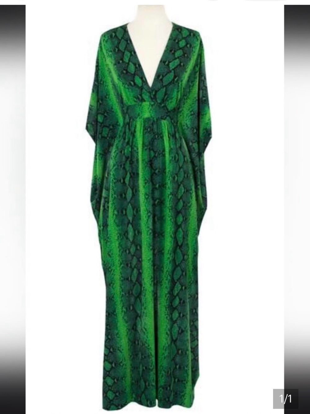 Trashy Diva Emerald Green Snake-Print Maxi Caftan Dress